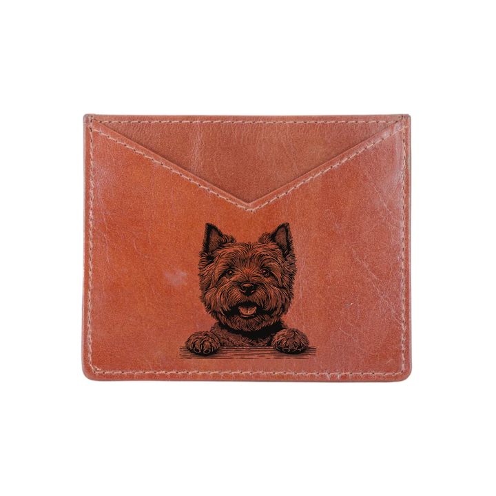 Cairn Terrier Paws Engraved Genuine Leather Cardholder