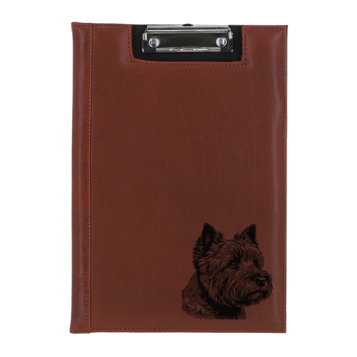 Cairn Terrier Face Engraved Leather Clipboard