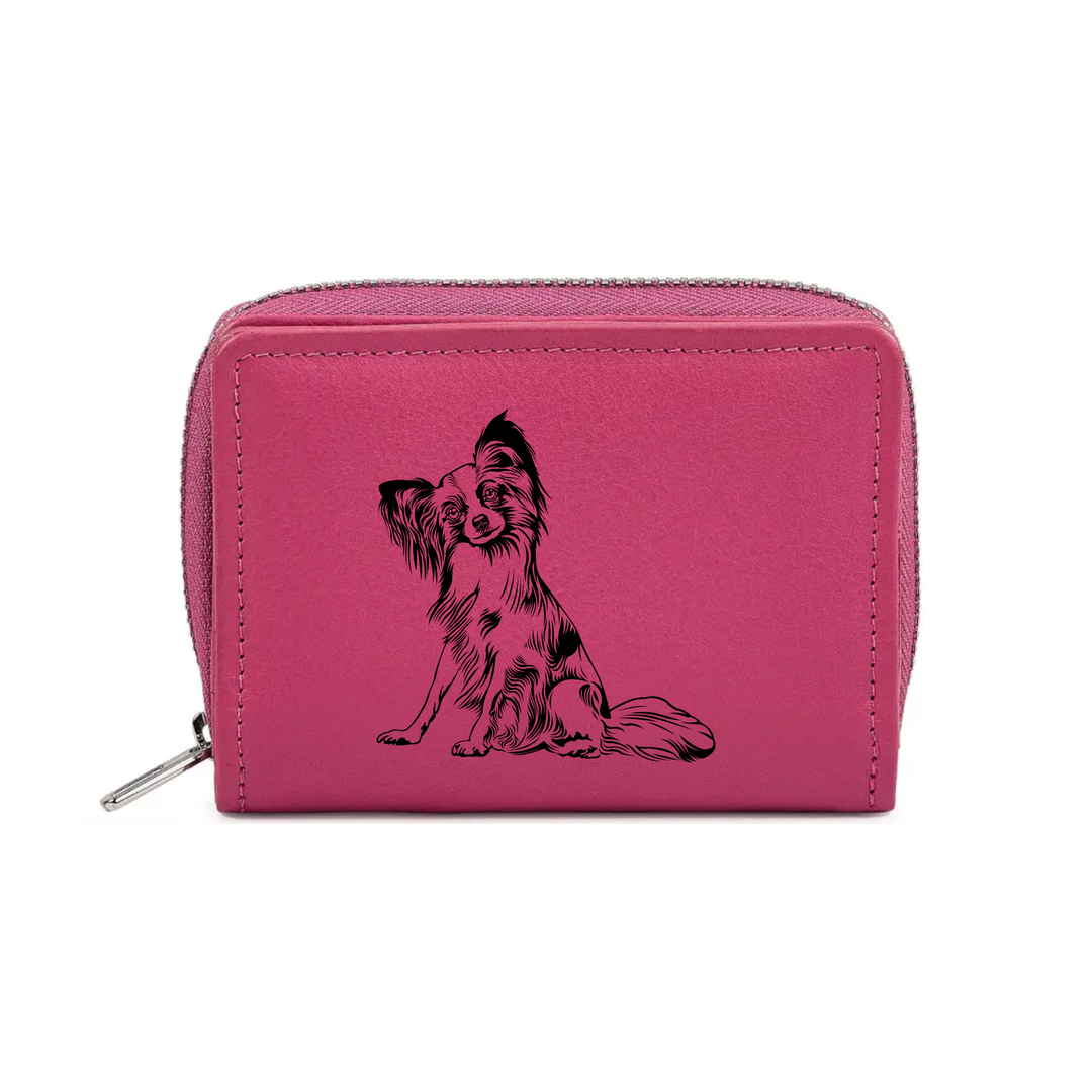 Papillon Engraved Small Leather Purse (Green/Pink/Blue/Red)