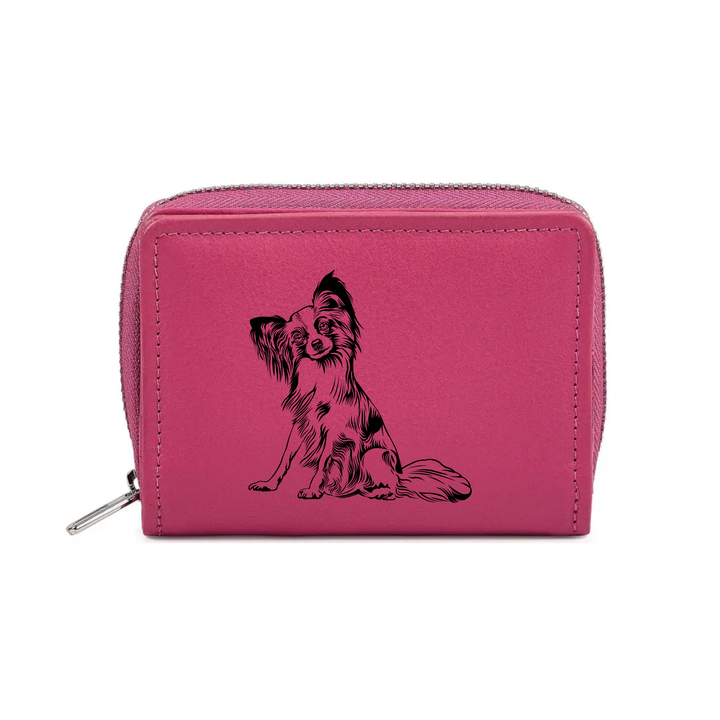 Papillon Engraved Small Leather Purse (Green/Pink/Blue/Red)