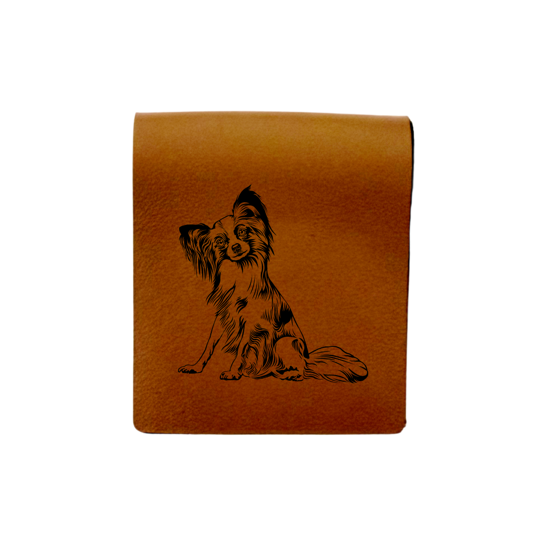 Papillon Engraved Genuine Leather Magnetic Bookmark