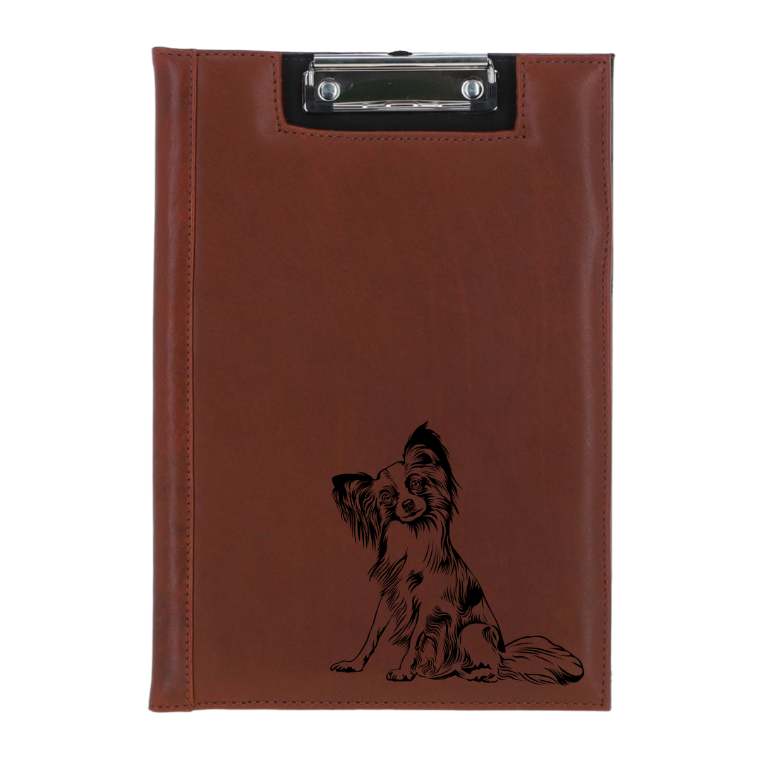 Papillon Face Engraved Leather Clipboard