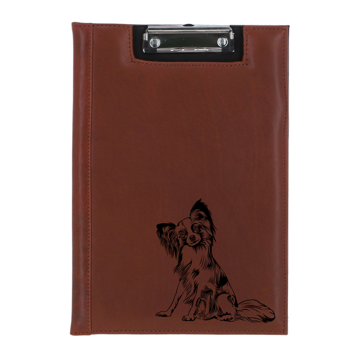 Papillon Face Engraved Leather Clipboard