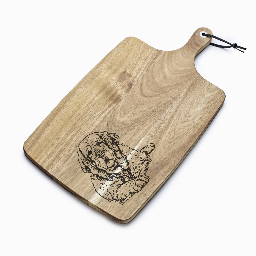Personalised Clumber Spaniel Lying Down Engraved Acacia Serving Board