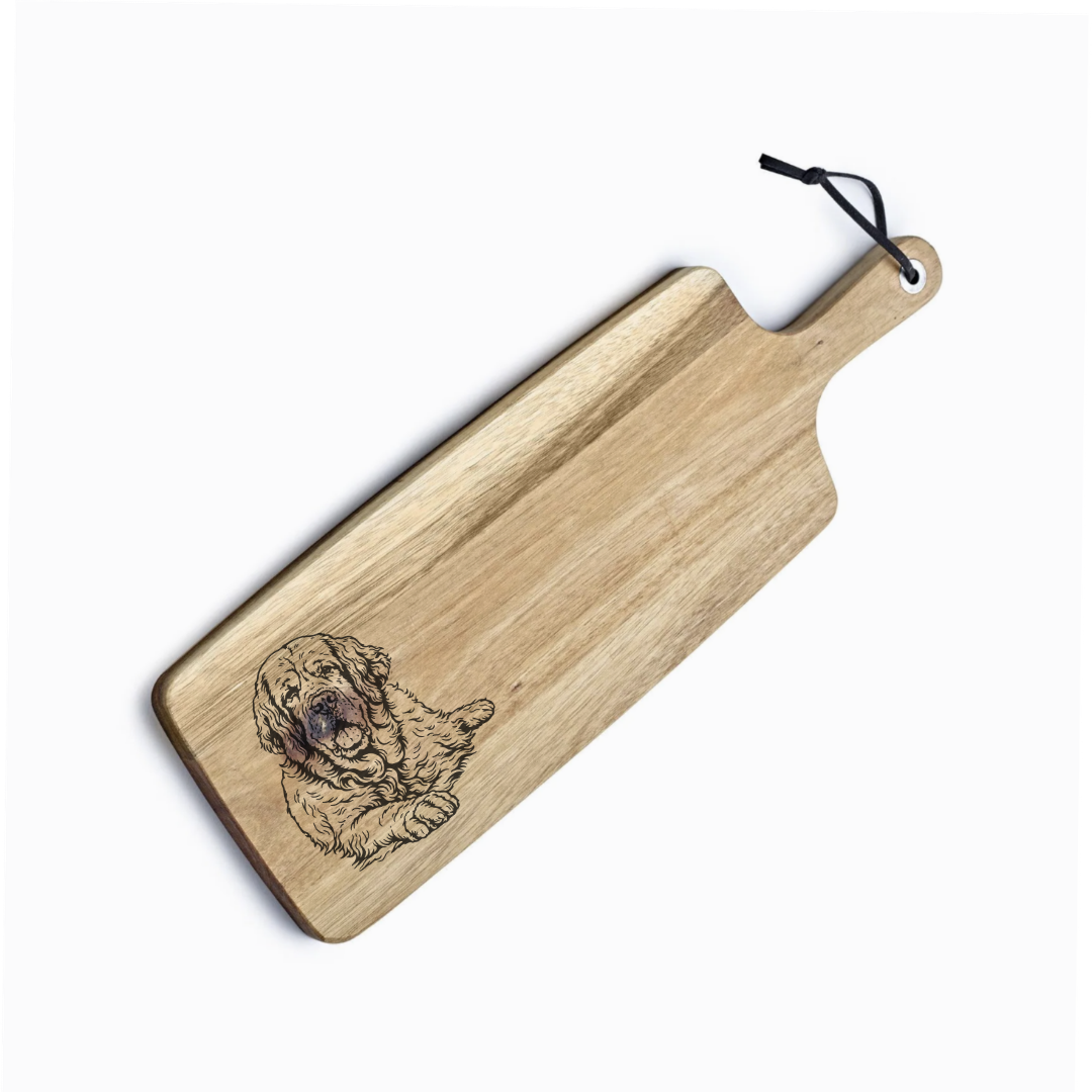 Personalised Clumber Spaniel Lying Down Engraved Acacia Serving Board