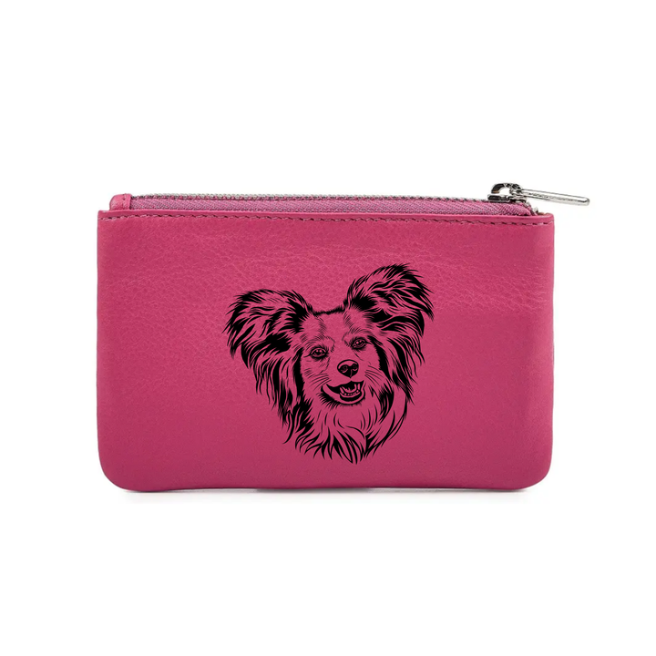 Papillon Face Engraved Genuine Leather Coin Purse (Multiple Colour Options)