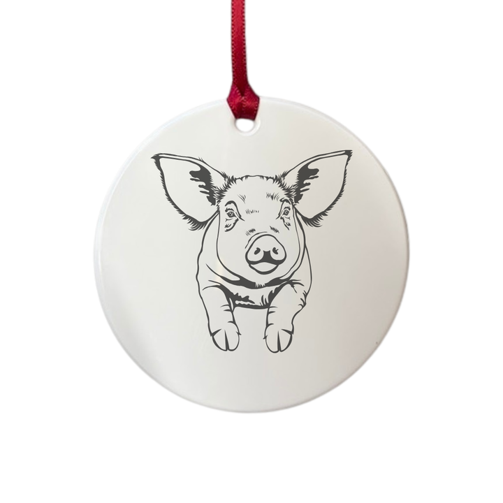 Personalised Pig Engraved White Acrylic Decoration