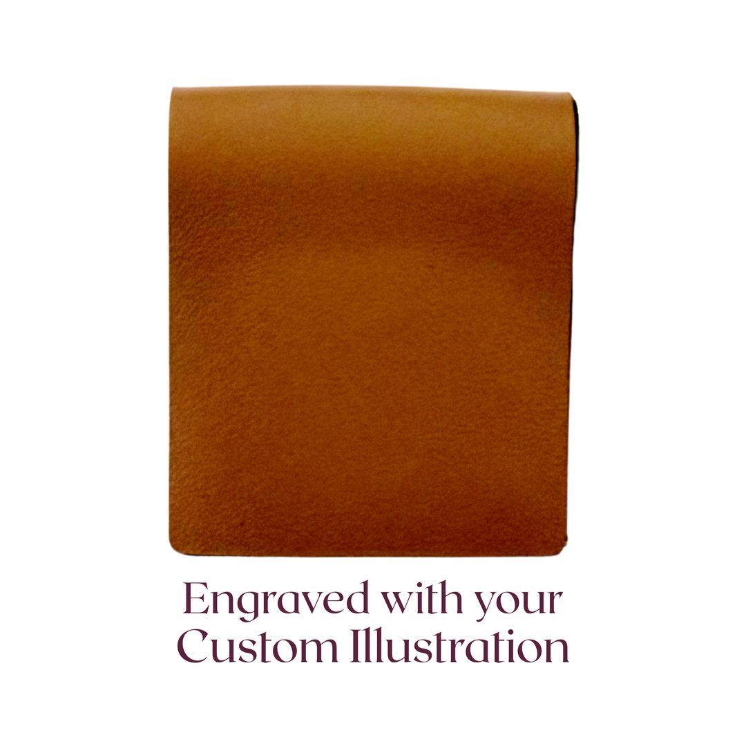 Custom Pet Portrait Engraved Genuine Leather Magnetic Bookmark