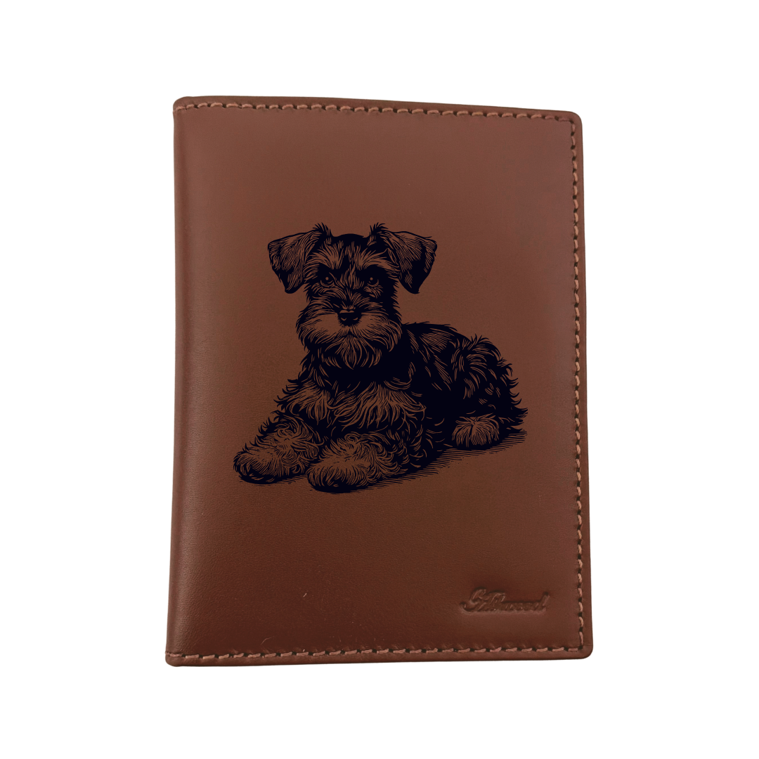 Miniature Schnauzer LD Engraved Leather Passport Cover