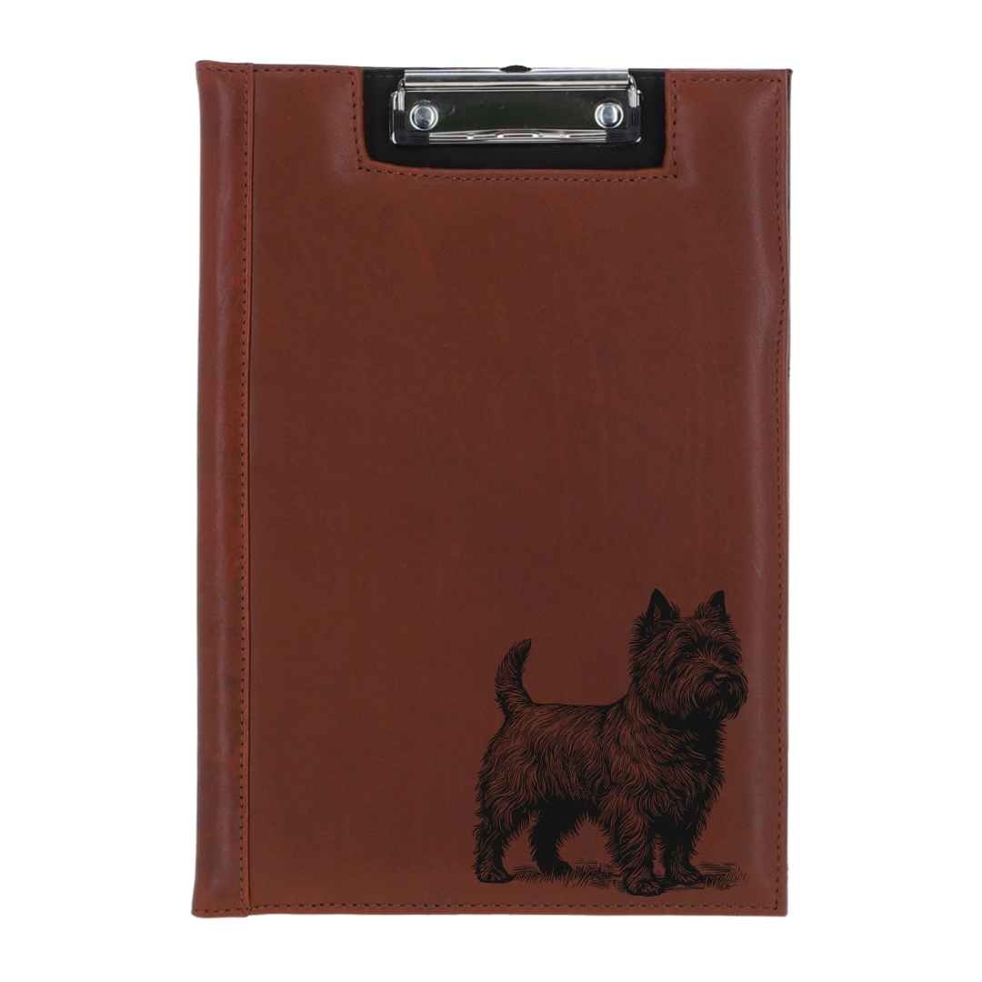 Cairn Terrier Standing Engraved Leather Clipboard