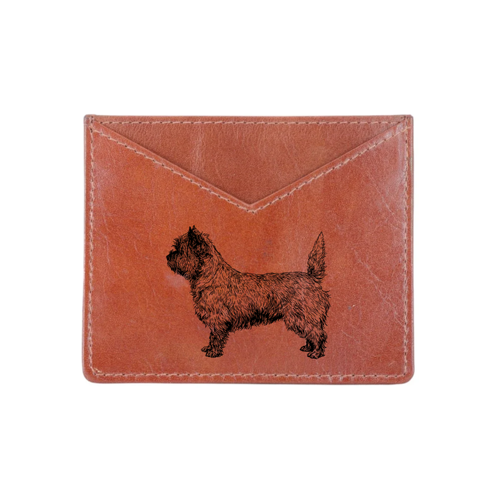 Cairn Terrier Stacked Standing Engraved Genuine Leather Cardholder