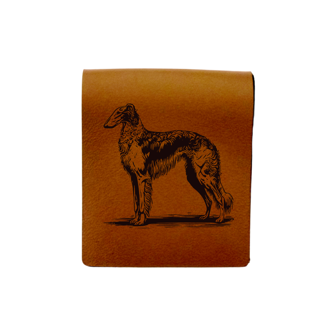 Borzoi SP Standing Engraved Genuine Leather Magnetic Bookmark