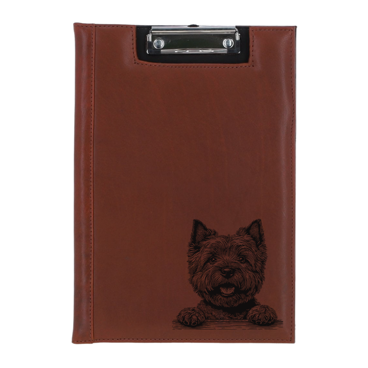 Cairn Terrier Paws Engraved Leather Clipboard