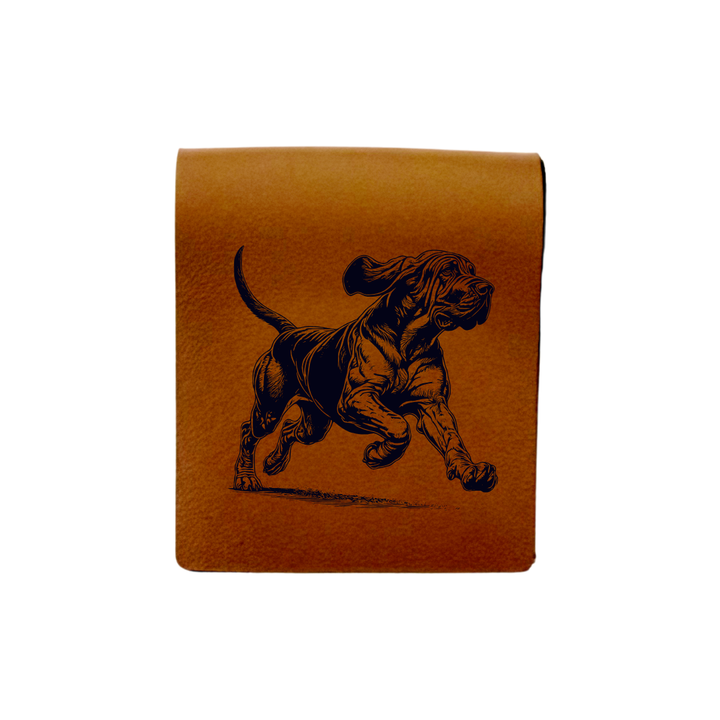 Bloodhound Running Engraved Genuine Leather Magnetic Bookmark