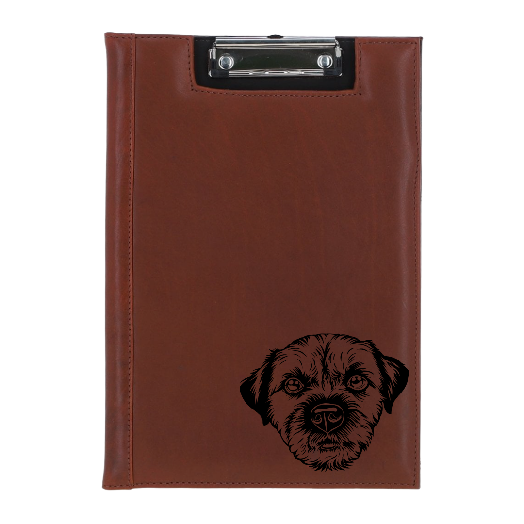 Border Terrier C Face Engraved Leather Clipboard