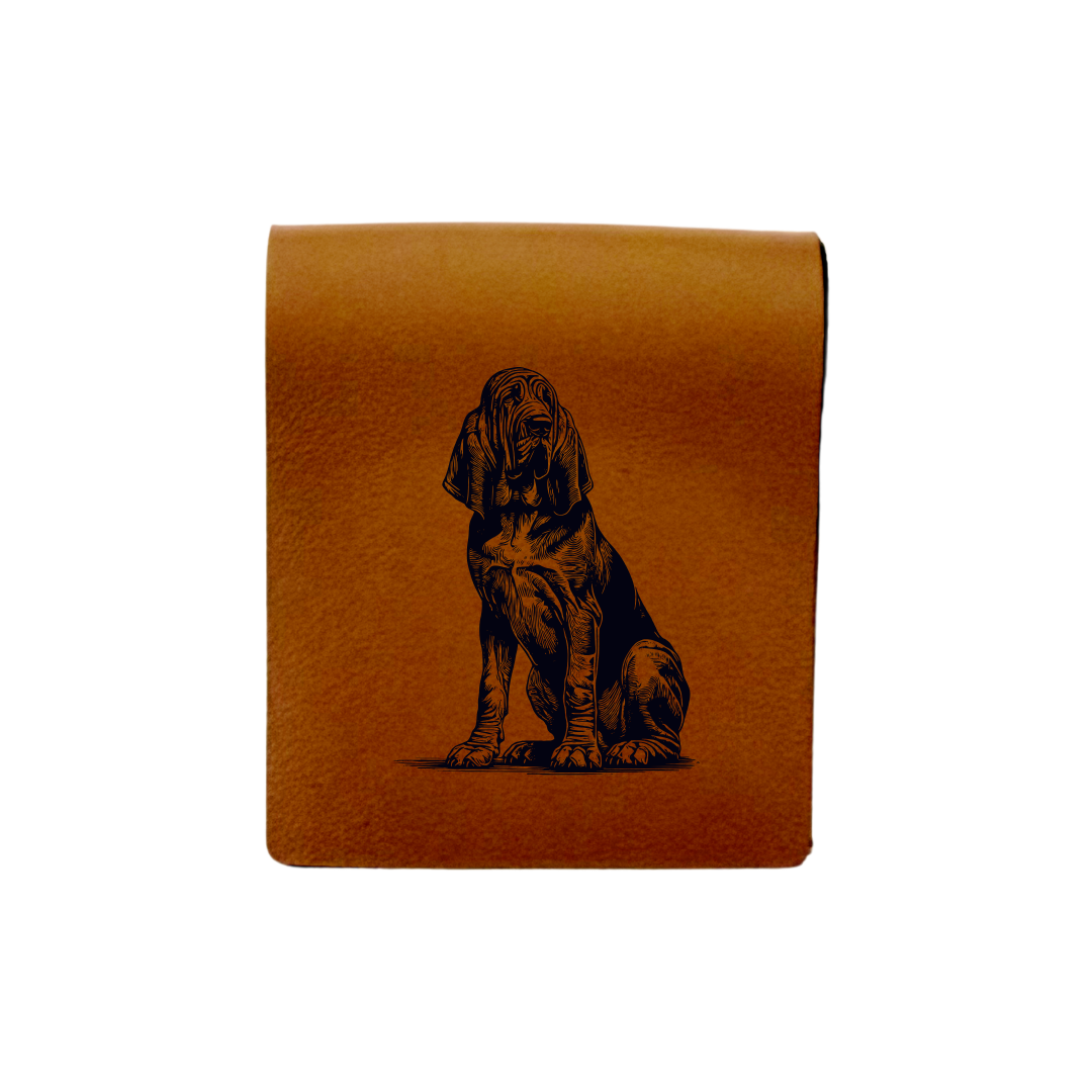 Bloodhound Sitting Engraved Genuine Leather Magnetic Bookmark