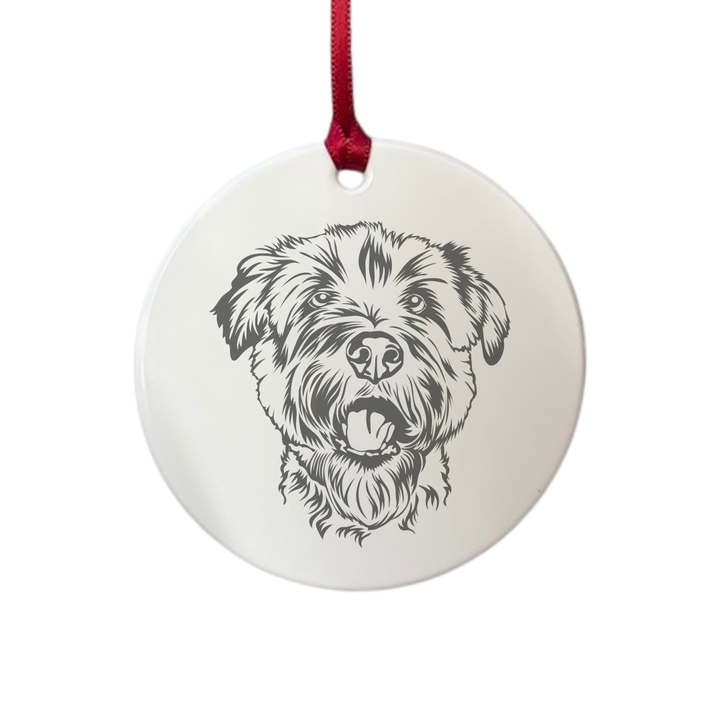 Personalised Glen of Imaal Terrier Face Engraved White Acrylic Decoration