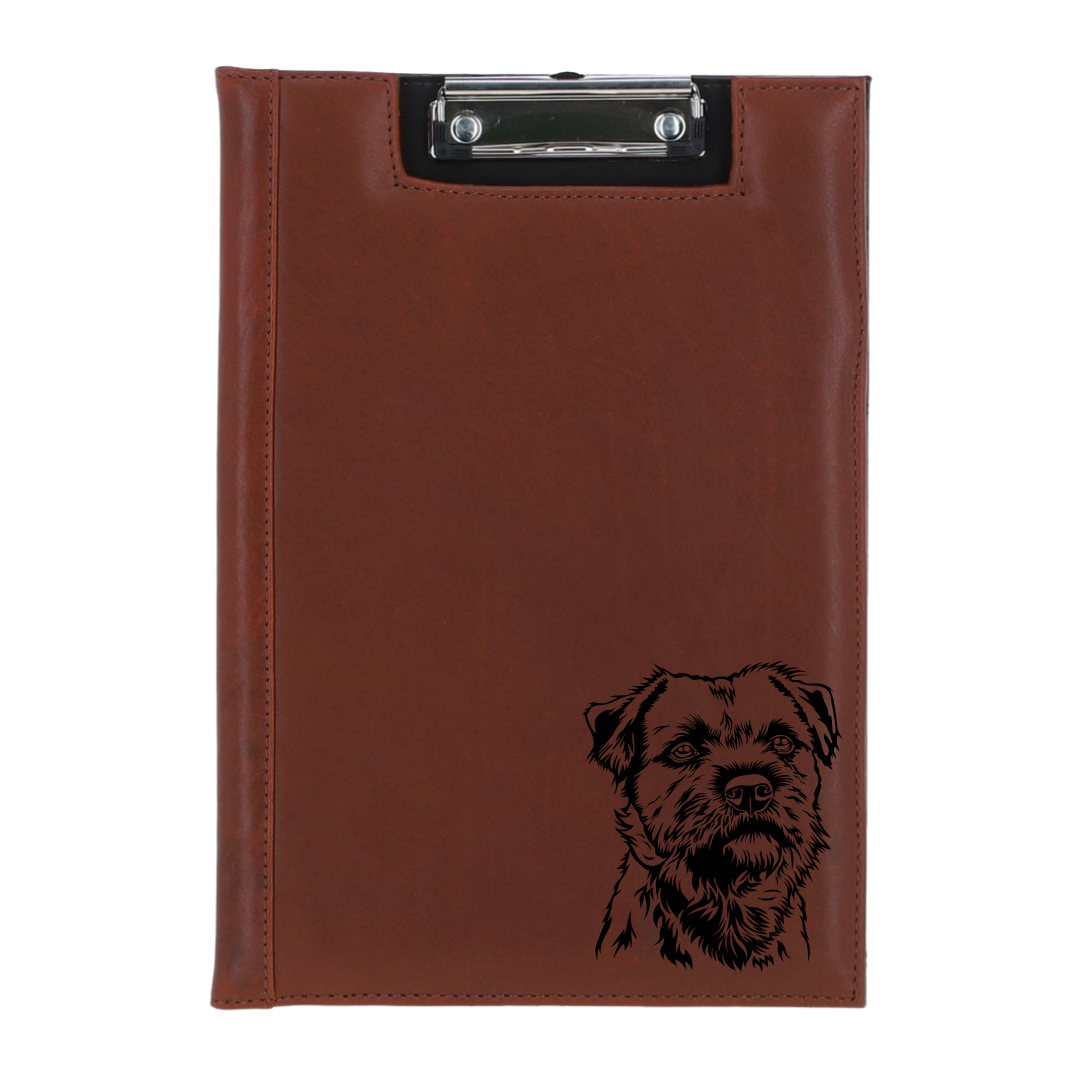 Border Terrier Face Engraved Leather Clipboard