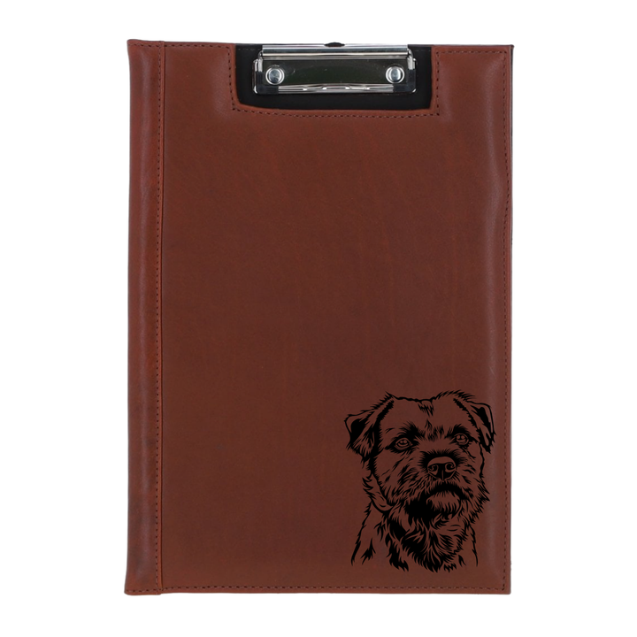 Border Terrier Face Engraved Leather Clipboard