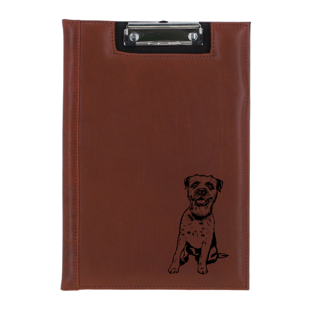 Border Terrier Engraved Leather Clipboard