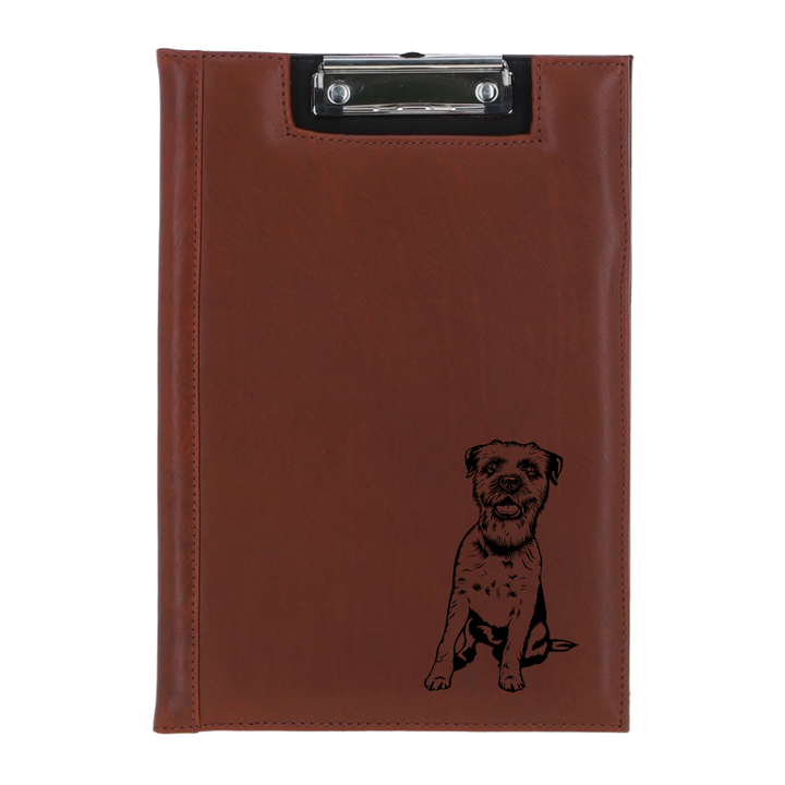 Border Terrier Engraved Leather Clipboard