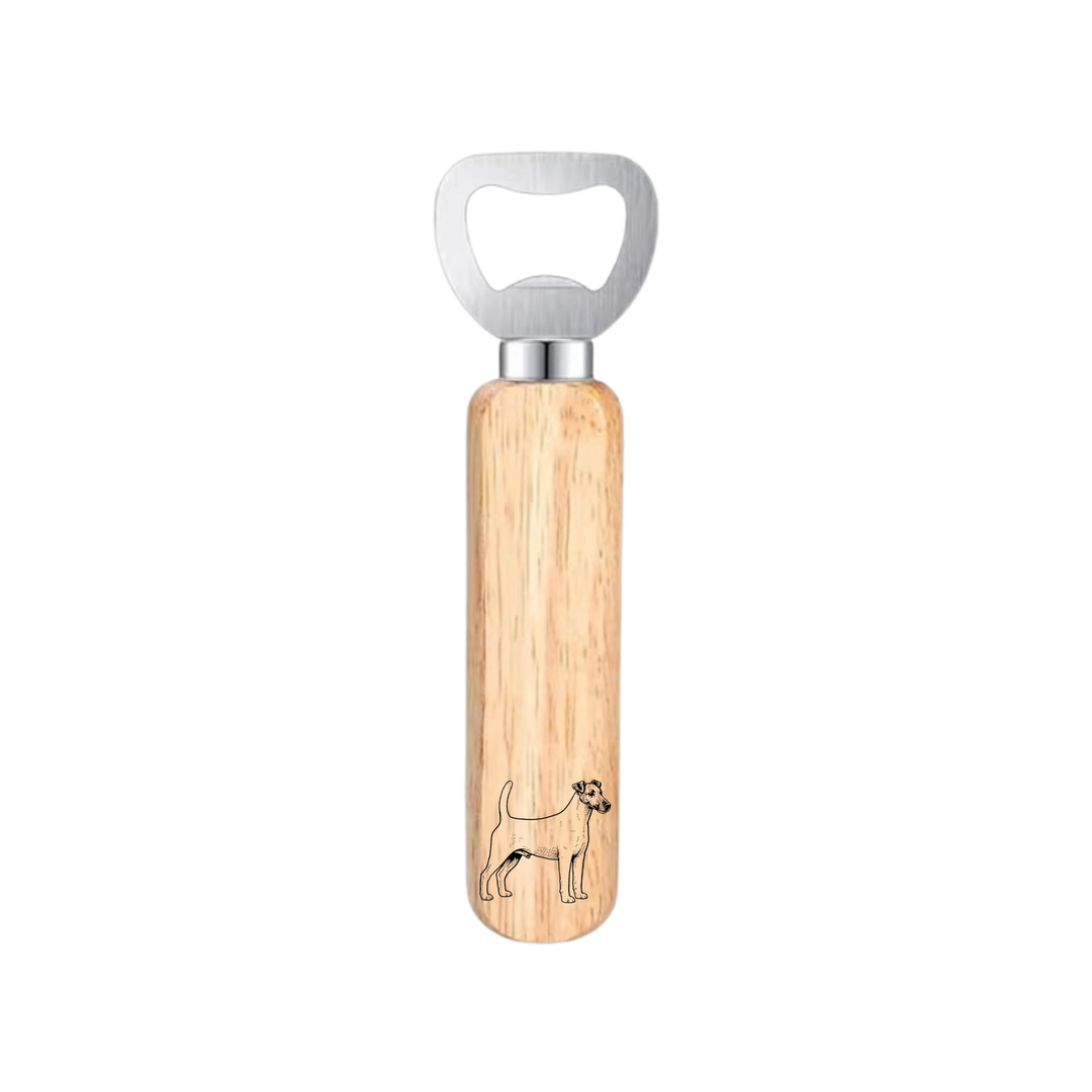 L Smooth Fox Terrier Standing Engraved Wooden Bottle Opener
