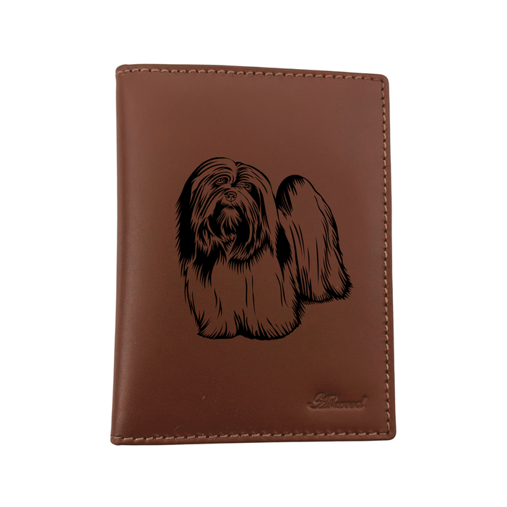 Lhasa Apso Engraved Leather Passport Cover