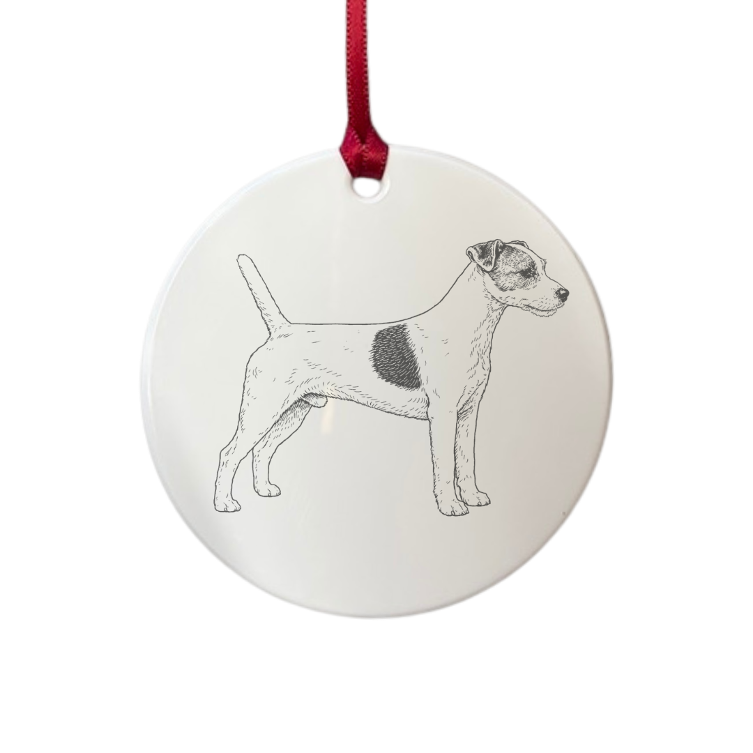 Personalised Parson Russell Terrier Standing Engraved White Acrylic Decoration