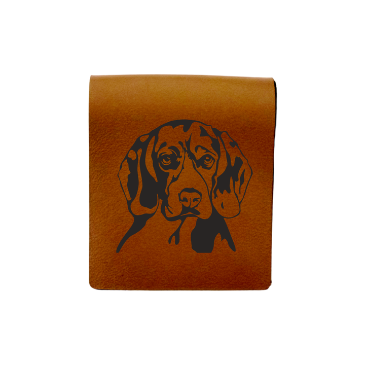 Beagle Face Engraved Genuine Leather Magnetic Bookmark