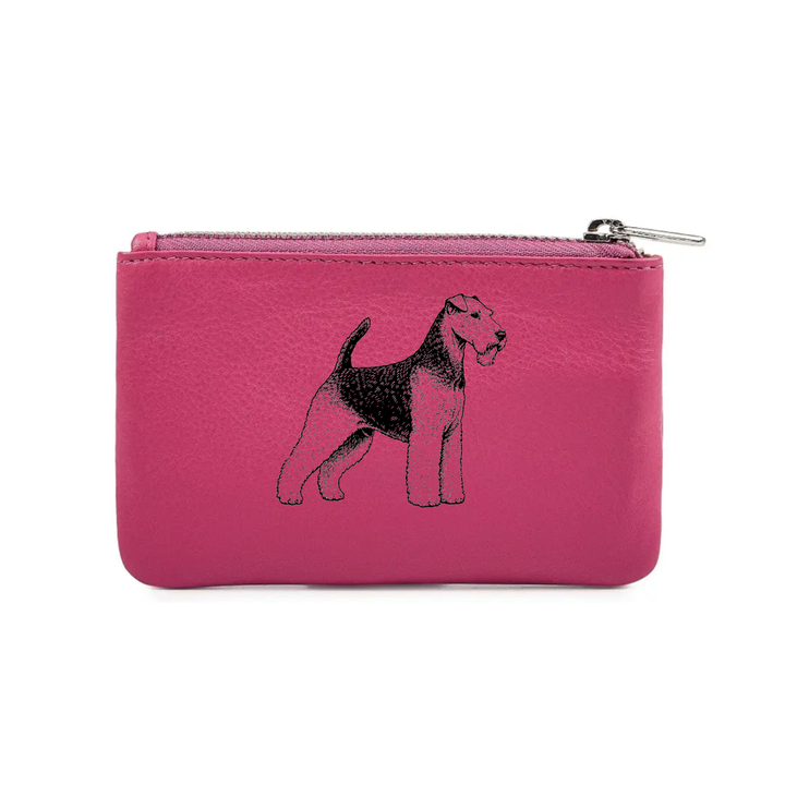 Welsh Terrier Engraved Genuine Leather Coin Purse (Multiple Colour Options)