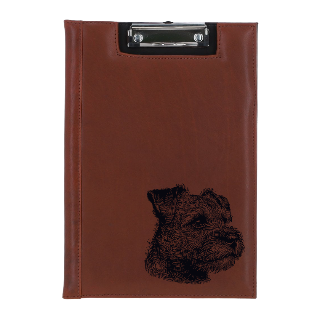 Border Terrier SP Face Engraved Leather Clipboard