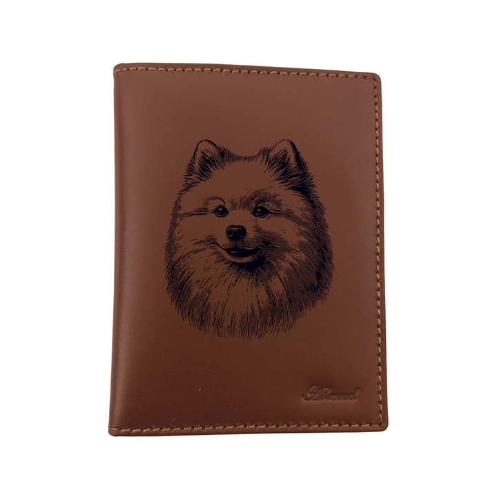 Japanese Spitz Face Engraved Leather Passport Cover