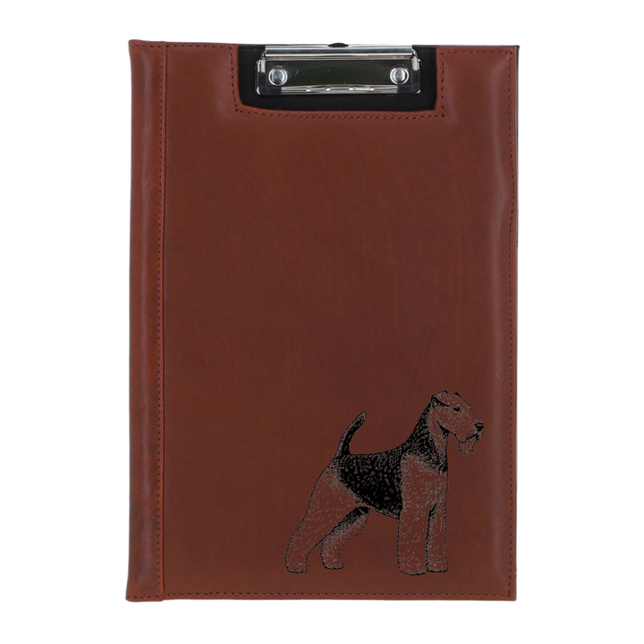 Welsh Terrier Standing Engraved Leather Clipboard