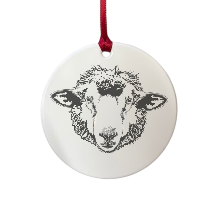 Personalised Sheep Engraved White Acrylic Decoration