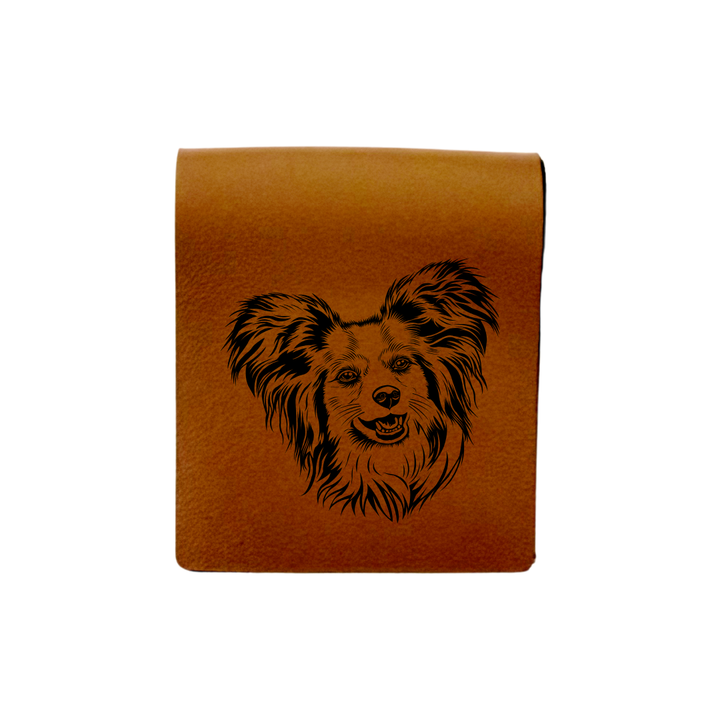 Papillon Face Engraved Genuine Leather Magnetic Bookmark