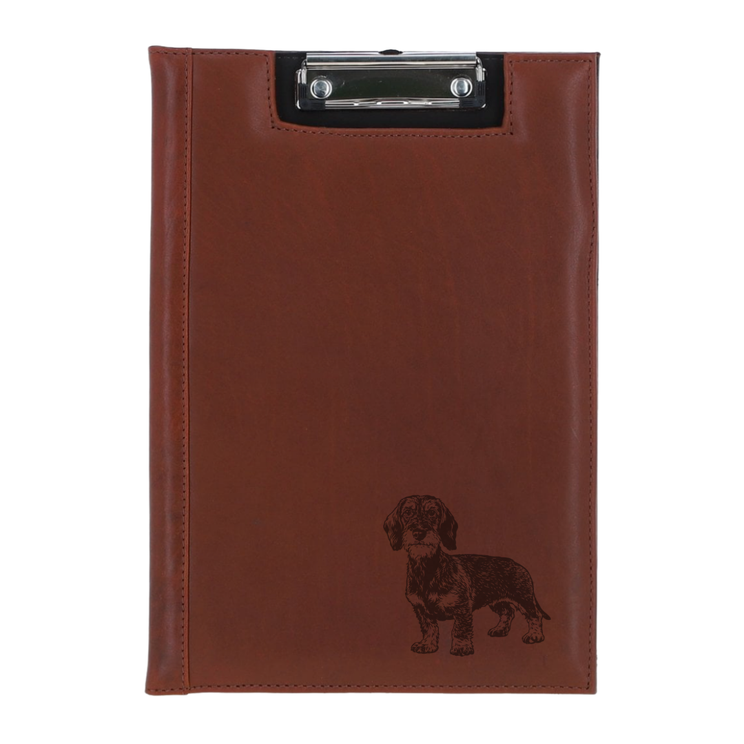 Wirehair Dachshund Standing Engraved Leather Clipboard