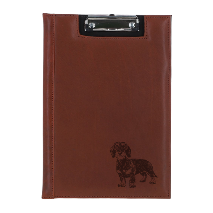 Wirehair Dachshund Standing Engraved Leather Clipboard