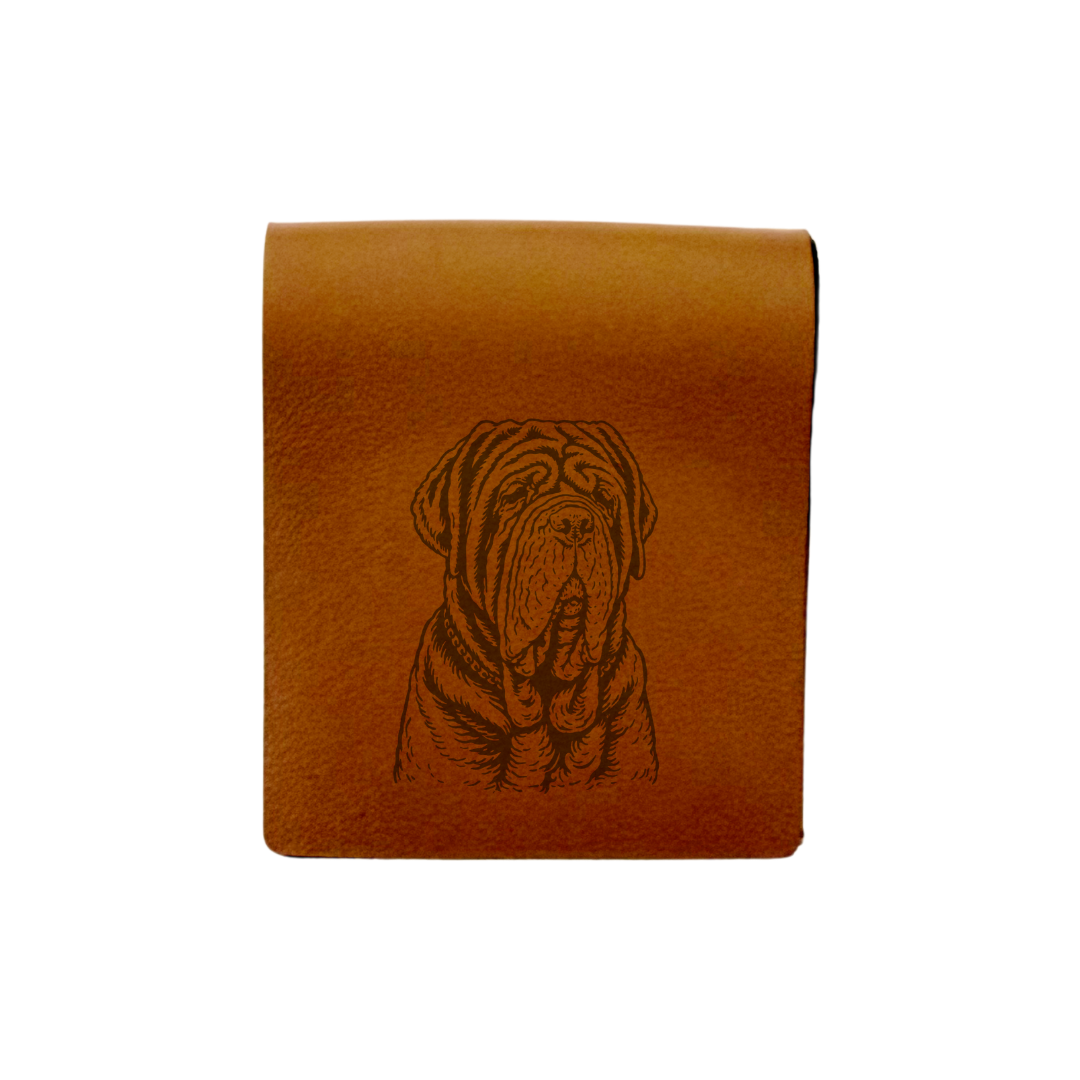 Neapolitan Mastiff Face Engraved Genuine Leather Magnetic Bookmark