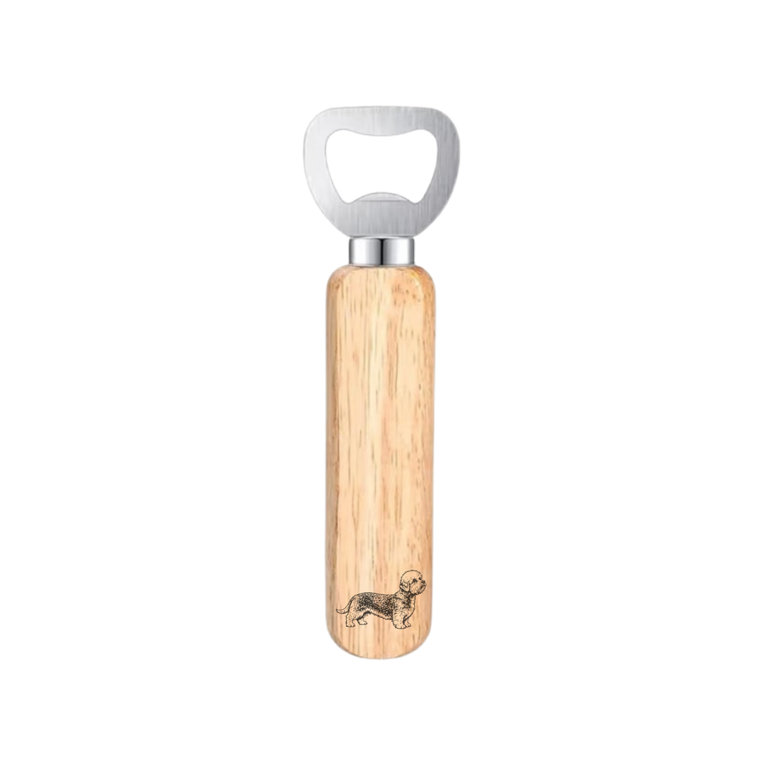 Dandie Dinmont Terrier Standing Engraved Wooden Bottle Opener