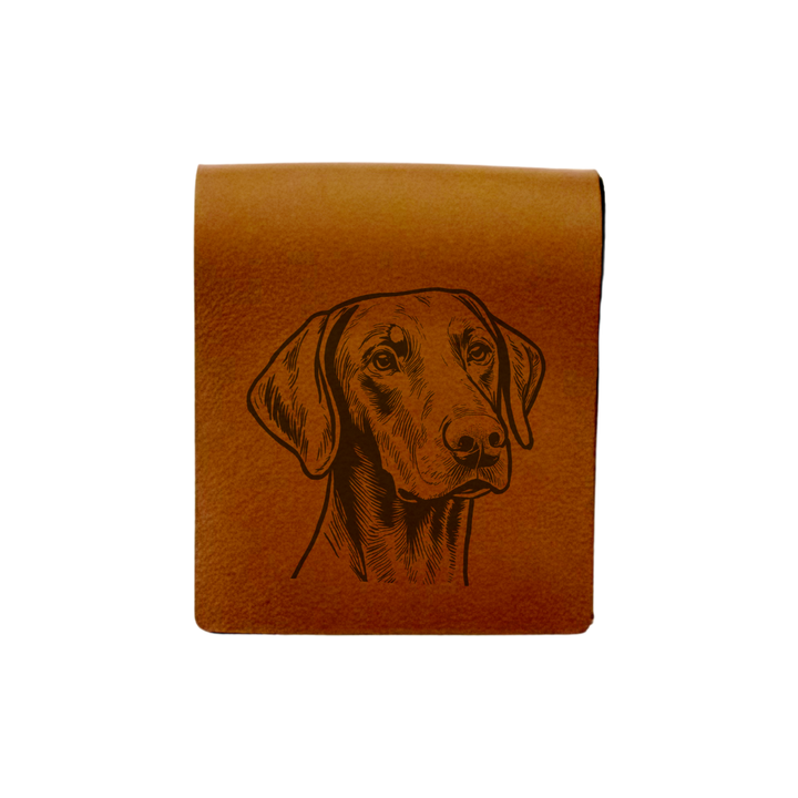 Dobermann Face Engraved Genuine Leather Magnetic Bookmark