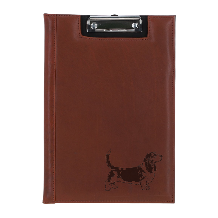 Basset Hound Standing Engraved Leather Clipboard