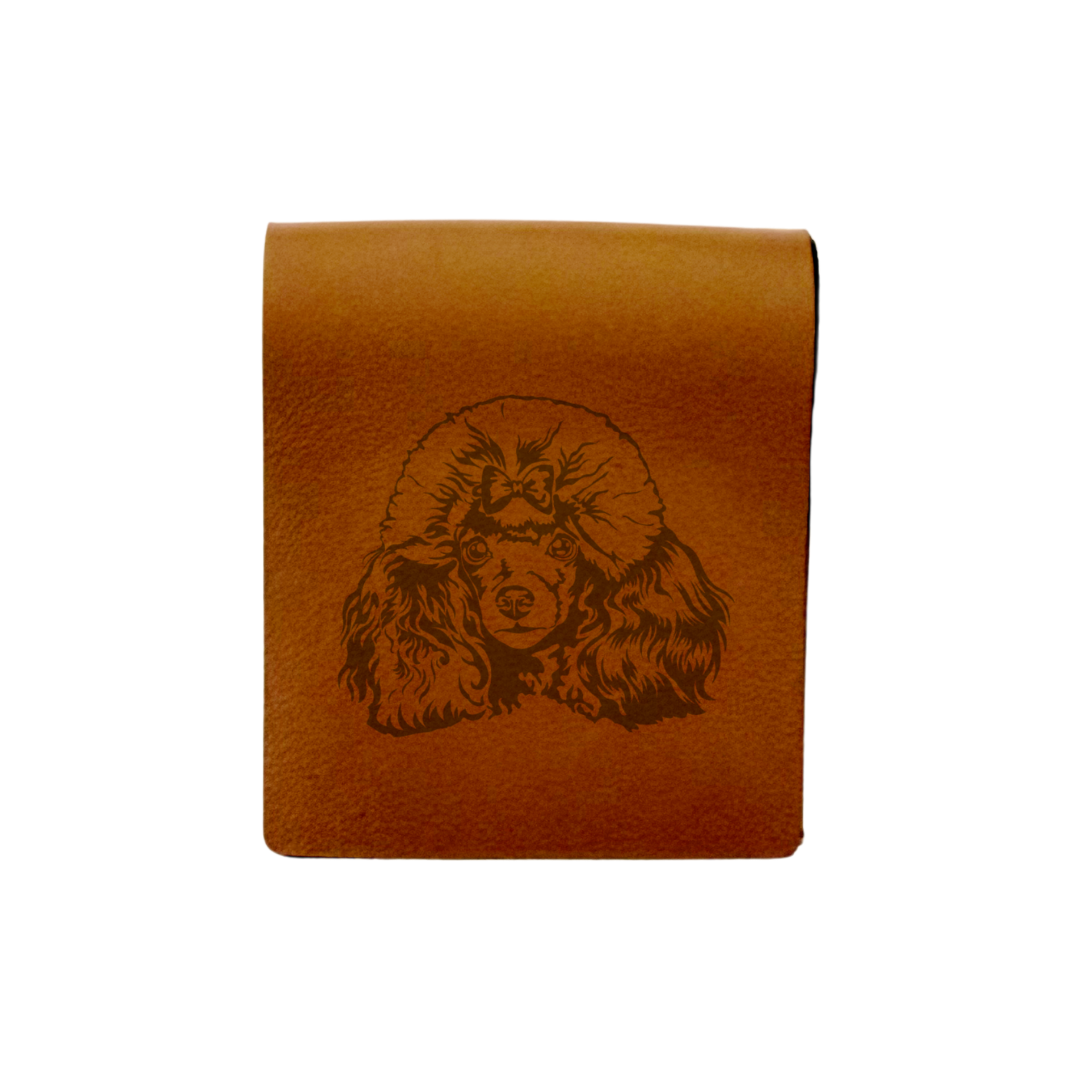 Poodle Face Engraved Genuine Leather Magnetic Bookmark