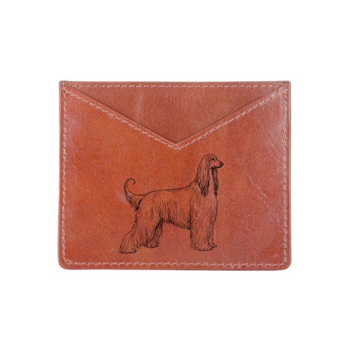 Afghan Hound Standing Engraved Genuine Leather Cardholder