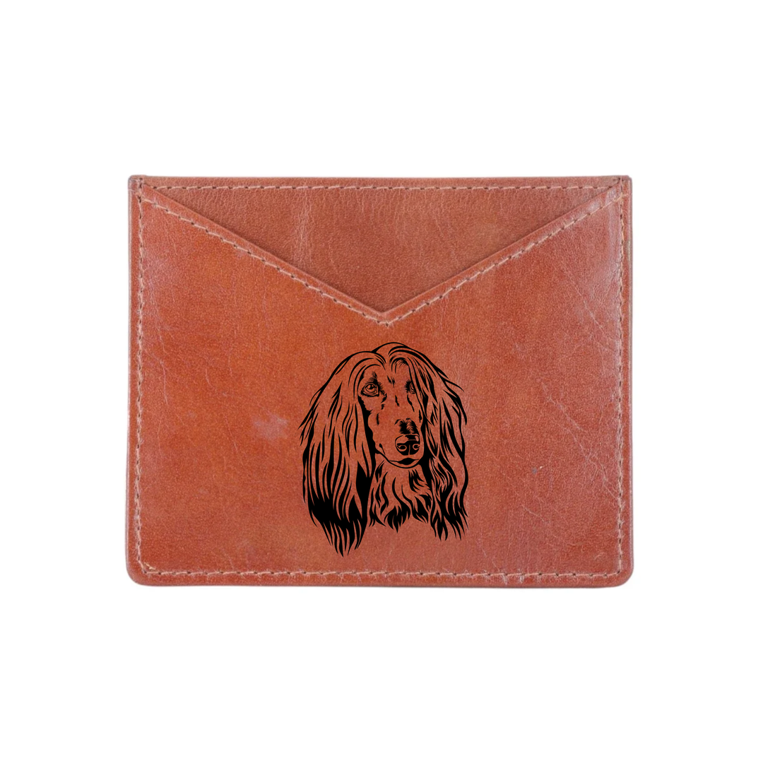 Afghan Hound Face Engraved Genuine Leather Cardholder