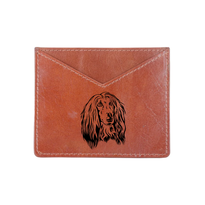 Afghan Hound Face Engraved Genuine Leather Cardholder