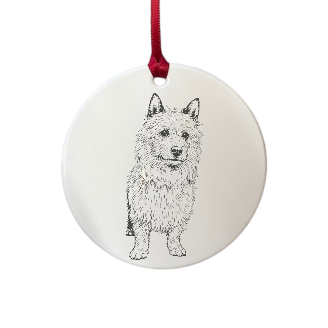 Personalised Australian Terrier Standing Engraved White Acrylic Decoration