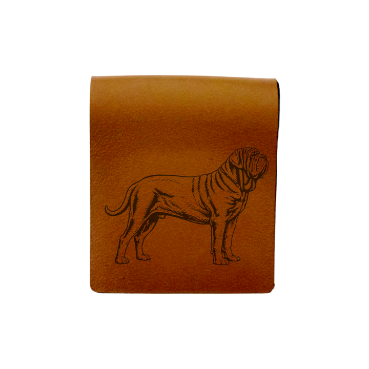 Neapolitan Mastiff Standing Engraved Genuine Leather Magnetic Bookmark