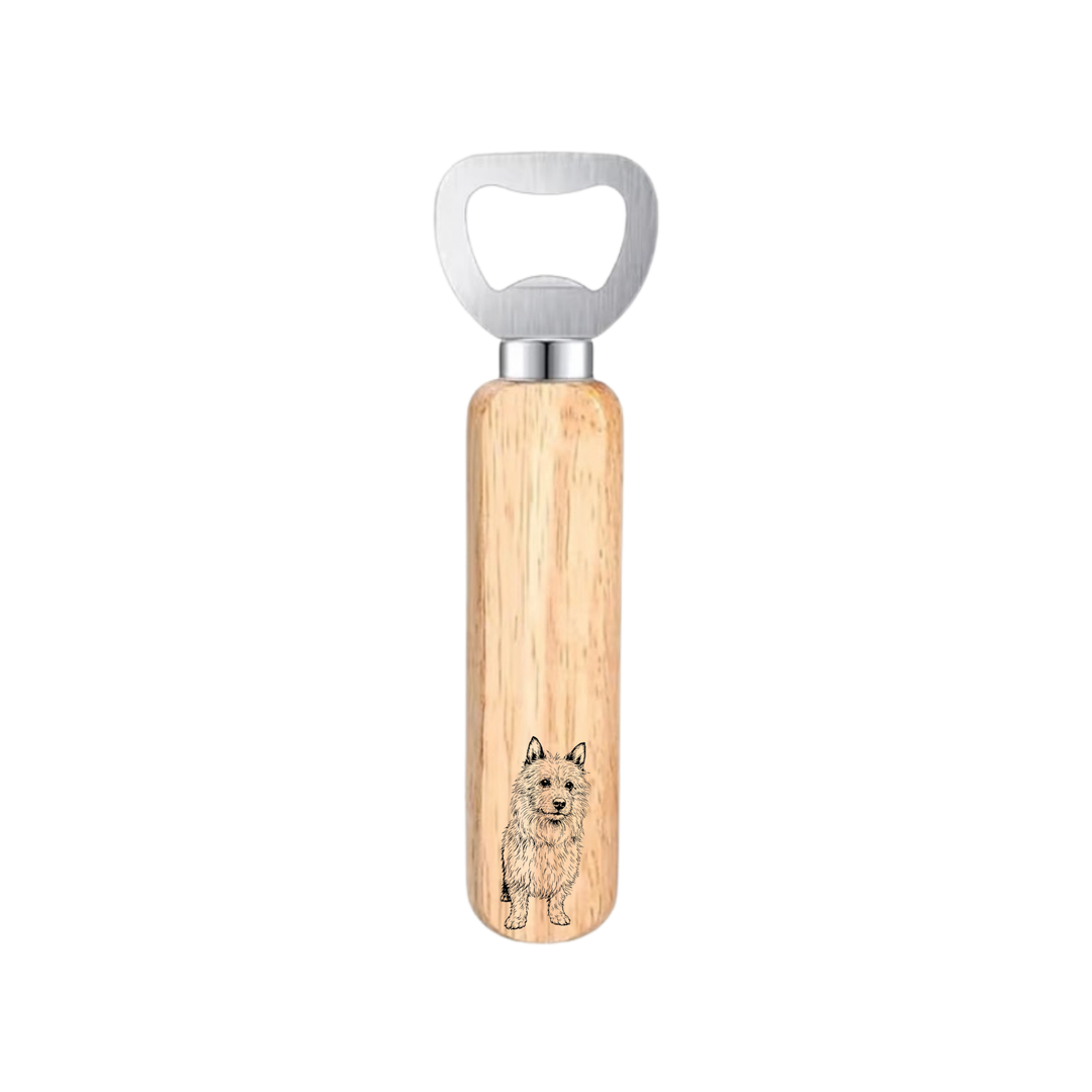 Australian Terrier Standing Engraved Wooden Bottle Opener