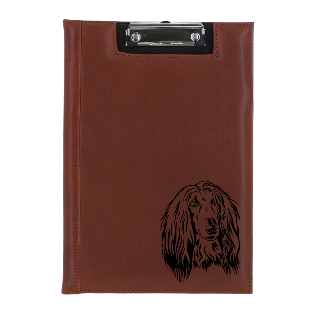 Afghan Hound Face Engraved Leather Clipboard