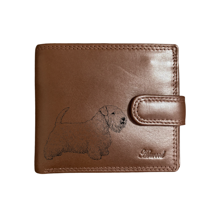 Personalised Sealyham Terrier Engraved Dark Tan Genuine Leather Wallet